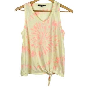 Generation Love Tie-Dye Tank Yellow Pink Sleeveless With Front Knot Size Small